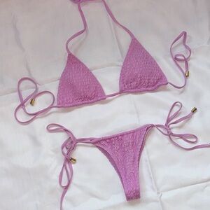 SAGO Pink/Purple Swimsuit Top and Bottom Set